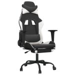 Vidaxl chaise de jeu de massage avec repose - pied noir&blanc similicuir