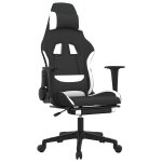 Vidaxl chaise de jeu de massage avec repose - pied noir et blanc tissu