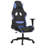 Vidaxl chaise de jeu de massage avec repose - pied noir et bleu tissu