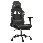 Vidaxl chaise de jeu de massage repose - pied noir&camouflage similicuir