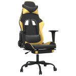 Vidaxl chaise de jeu de massage avec repose - pied noir&doré similicuir Vidaxl chaise de jeu de massage avec repose - pied noir&doré similicuir
