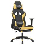 Vidaxl chaise de jeu de massage et repose - pied noir doré similicuir Vidaxl chaise de jeu de massage et repose - pied noir doré similicuir