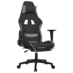 Vidaxl chaise de jeu de massage repose - pied noir et gris clair tissu