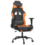 Vidaxl chaise de jeu de massage et repose - pied noir&orange similicuir