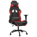 Vidaxl chaise de jeu de massage avec repose - pied noir&rouge similicuir