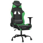 Vidaxl chaise de jeu de massage et repose - pied noir et vert similicuir