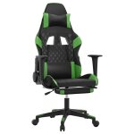 Vidaxl chaise de jeu de massage avec repose - pied noir&vert similicuir