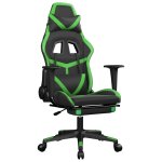 Vidaxl chaise de jeu de massage avec repose - pied noir&vert similicuir