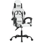 Vidaxl chaise de jeu pivotante blanc et noir similicuir