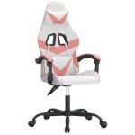 Vidaxl chaise de jeu pivotante blanc et rose similicuir