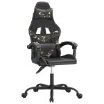 Vidaxl chaise de jeu pivotante noir et camouflage similicuir