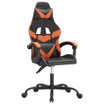 Vidaxl chaise de jeu pivotante noir et orange similicuir