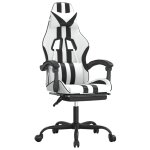 Vidaxl chaise de jeu pivotante et repose - pied blanc et noir similicuir