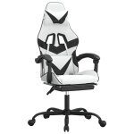 Vidaxl chaise de jeu pivotante et repose - pied blanc et noir similicuir