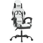 Vidaxl chaise de jeu pivotante et repose - pied blanc et noir similicuir