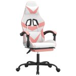 Vidaxl chaise de jeu pivotante et repose - pied blanc et rose similicuir