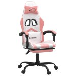 Vidaxl chaise de jeu pivotante et repose - pied blanc et rose similicuir