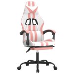 Vidaxl chaise de jeu pivotante et repose - pied blanc et rose similicuir
