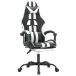 Vidaxl chaise de jeu pivotante et repose - pied noir et blanc similicuir