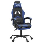 Vidaxl chaise de jeu pivotante et repose - pied noir et bleu similicuir