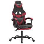Vidaxl chaise de jeu pivotante repose - pied noir bordeaux similicuir