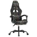 Vidaxl chaise de jeu pivotante repose - pied noir camouflage similicuir