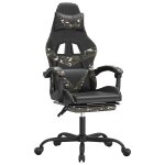 Vidaxl chaise de jeu pivotante repose - pied noir camouflage similicuir