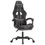 Vidaxl chaise de jeu pivotante et repose - pied noir et gris similicuir