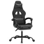 Vidaxl chaise de jeu pivotante avec repose - pied noir similicuir