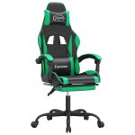 Vidaxl chaise de jeu pivotante et repose - pied noir et vert similicuir