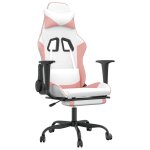 Vidaxl chaise de jeu avec repose - pied blanc et rose similicuir