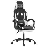 Vidaxl chaise de jeu avec repose - pied noir et blanc similicuir