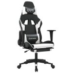 Vidaxl chaise de jeu avec repose - pied noir et blanc similicuir