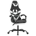 Vidaxl chaise de jeu avec repose - pied noir et blanc similicuir
