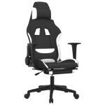 Vidaxl chaise de jeu avec repose - pied noir et blanc tissu