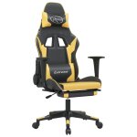 Vidaxl chaise de jeu avec repose - pied noir et doré similicuir Vidaxl chaise de jeu avec repose - pied noir et doré similicuir