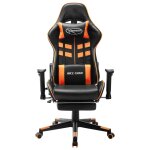 Vidaxl chaise de jeu avec repose - pied noir et orange cuir artificiel