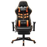 Vidaxl chaise de jeu avec repose - pied noir et orange cuir artificiel