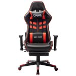 Vidaxl chaise de jeu avec repose - pied noir et rouge cuir artificiel