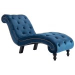 Vidaxl chaise longue bleu velours