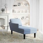 Vidaxl chaise longue avec coussin bleu tissu en velours c�tel�