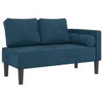 Vidaxl chaise longue avec coussins bleu velours