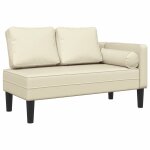 Vidaxl chaise longue avec coussins cr�me similicuir
