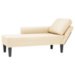 Vidaxl chaise longue avec coussin cr�me tissu en velours c�tel�