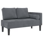 Vidaxl chaise longue avec coussins gris fonc� velours
