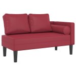 Vidaxl chaise longue avec coussins rouge bordeaux similicuir