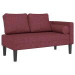 Vidaxl chaise longue avec coussins rouge bordeaux tissu