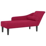 Vidaxl chaise longue avec coussins rouge bordeaux velours