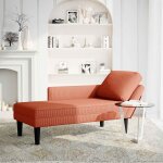 Vidaxl chaise longue avec coussin rouge orange tissu en velours c�tel�