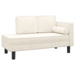 Vidaxl chaise longue avec coussins et traversin cr�me velours